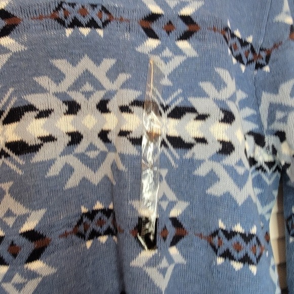 LE 31 X SIMONS Henley Sweater Men's Sz Small Blue Aztec Knit Grunge Soft Cotton - Picture 5 of 13